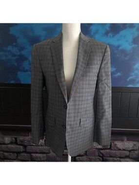 TED BAKER Women's Endurance Plaid Gray Blazer Jacket Size Medium